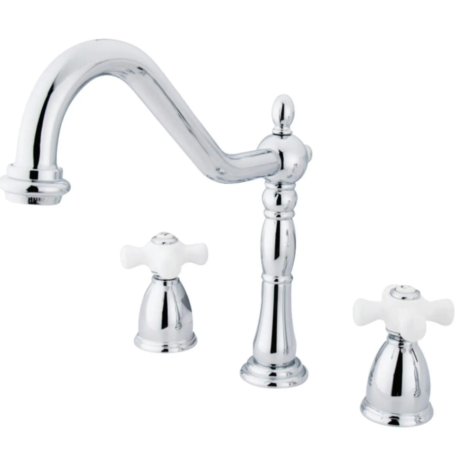 Heritage Deck Mount Widespread 3-Hole Kitchen Faucet Widespread Kitchen Faucets