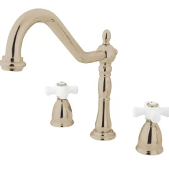 Heritage Deck Mount Widespread 3-Hole Kitchen Faucet Widespread Kitchen Faucets