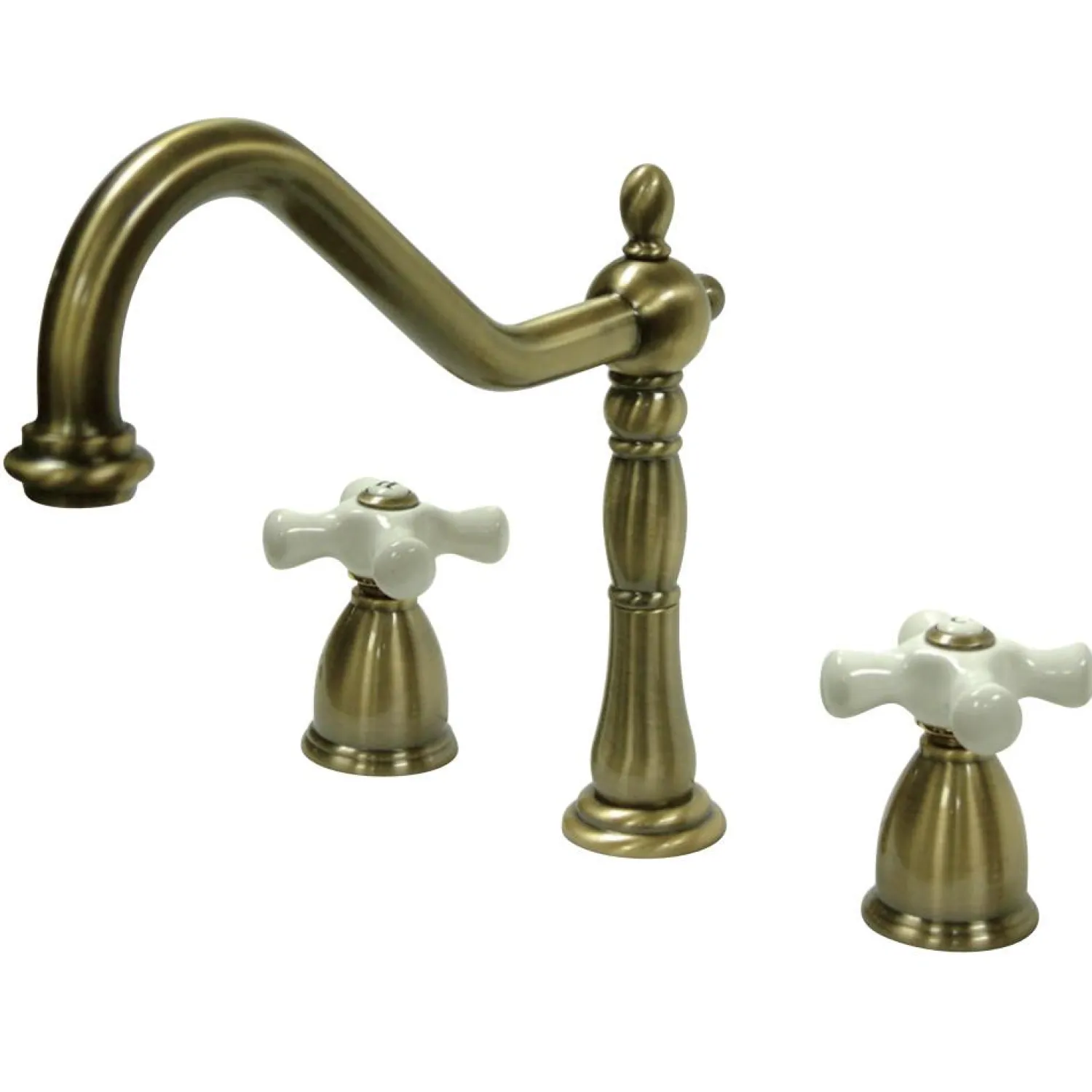 Heritage Deck Mount Widespread 3-Hole Kitchen Faucet Widespread Kitchen Faucets