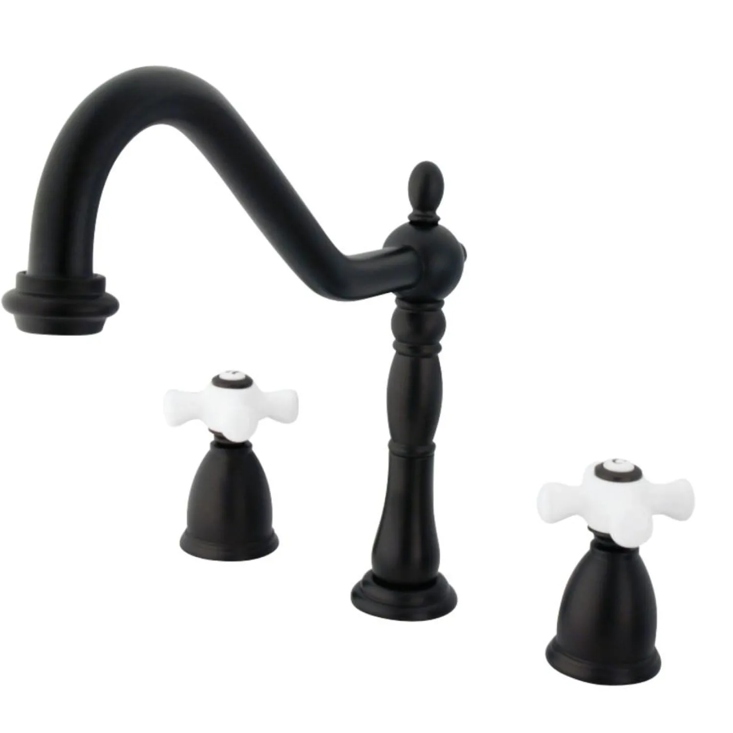Heritage Deck Mount Widespread 3-Hole Kitchen Faucet Widespread Kitchen Faucets