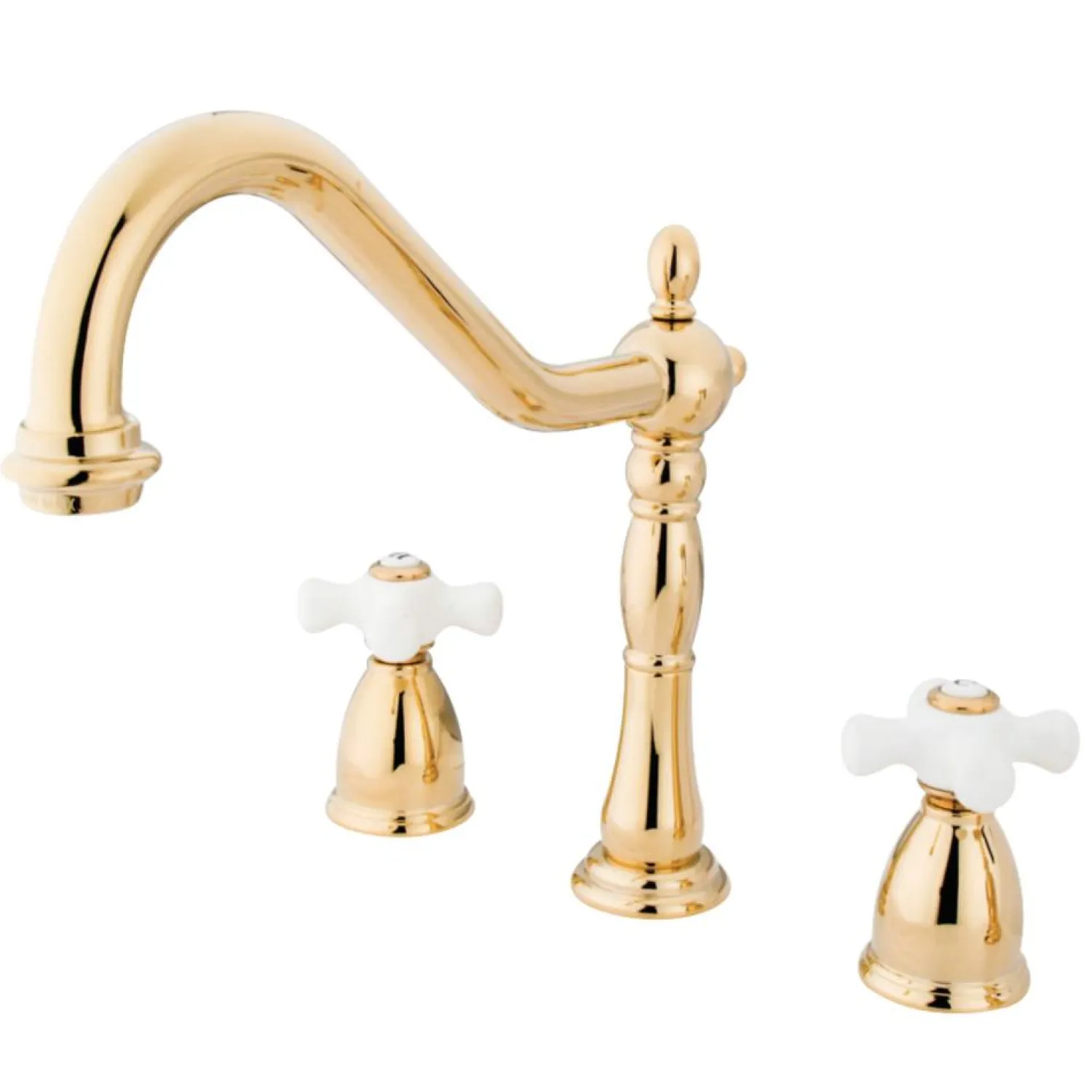 Heritage Deck Mount Widespread 3-Hole Kitchen Faucet Widespread Kitchen Faucets