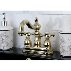 Outlet Heritage Deck Mount 3-Hole 4-Inch Centerset Bathroom Faucet 4