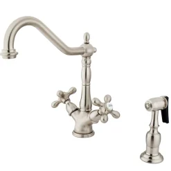 Sale Heritage Double Handle Kitchen Faucet with Side Sprayer Faucets With Side Spray
