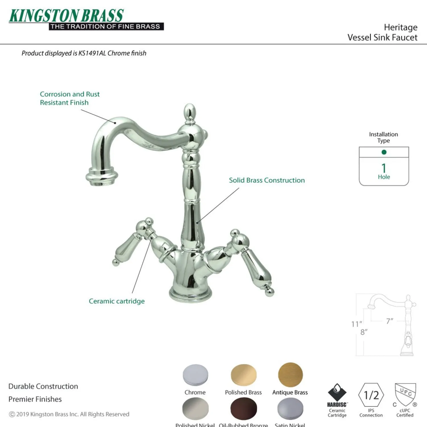 Best Heritage 2-Handle Vessel Sink Faucet Vessel Faucets