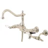 Hot Heritage 3-Hole 8-Inch Wall Mount Kitchen Faucet with Brass Sprayer Wall Mounted Kitchen Faucets