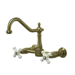 Hot Heritage 2-Hole 8-Inch Wall Mount Kitchen Faucet Wall Mounted Kitchen Faucets