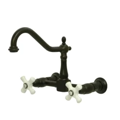 Hot Heritage 2-Hole 8-Inch Wall Mount Kitchen Faucet Wall Mounted Kitchen Faucets