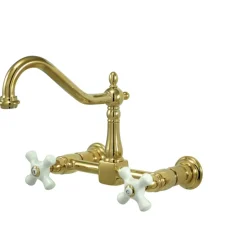Hot Heritage 2-Hole 8-Inch Wall Mount Kitchen Faucet Wall Mounted Kitchen Faucets