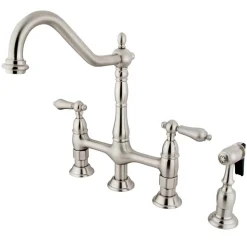 Heritage 8-Inch Bridge Kitchen Faucet with Brass Sprayer Bridge Faucets