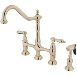 Heritage 8-Inch Bridge Kitchen Faucet with Brass Sprayer Bridge Faucets