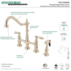 Heritage 8-Inch Bridge Kitchen Faucet with Brass Sprayer Bridge Faucets