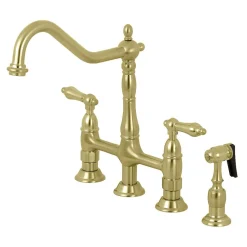 Heritage 8-Inch Bridge Kitchen Faucet with Brass Sprayer Bridge Faucets