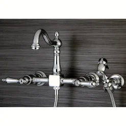 Discount Heritage 8-Inch Centerset Wall Mount Kitchen Faucet with Brass Sprayer Wall Mounted Kitchen Faucets|Faucets With Side Spray