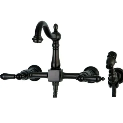 Discount Heritage 8-Inch Centerset Wall Mount Kitchen Faucet with Brass Sprayer Wall Mounted Kitchen Faucets|Faucets With Side Spray