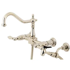 Sale Heritage 8-Inch Wall Mount Kitchen Faucet with Brass Sprayer Wall Mounted Kitchen Faucets