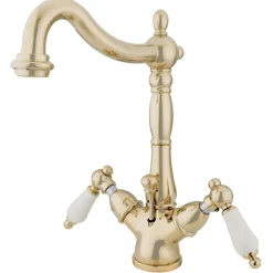 Clearance Heritage 4-Inch Centerset Deck Mount Bathroom Faucet with Pop-Up Drain Single Hole|4