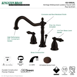 Online Heritage 8-Inch Widespread Bathroom Faucet with Brass Pop-Up 8