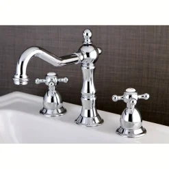 Hot Heritage 8-Inch Widespread Cross-Handle Bathroom Faucet 8