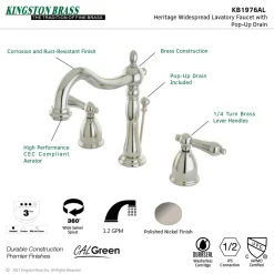 New Heritage 8-Inch Widespread Bathroom Faucet 8