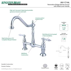 Hot Heritage Kitchen Bridge Faucet Bridge Faucets