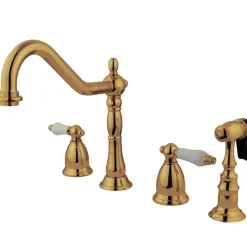 Discount Heritage Lever-Handle Widespread Kitchen Faucet Widespread Kitchen Faucets|Faucets With Side Spray
