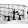 Clearance Heritage Onyx Traditional Widespread Lavatory Faucet with Black Porcelain Lever Handle 8" Widespread
