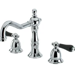 Clearance Heritage Onyx Traditional Widespread Lavatory Faucet with Black Porcelain Lever Handle 8