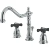 Online Heritage Onyx Widespread Lavatory Faucet with Black Porcelain Cross Handle 8" Widespread
