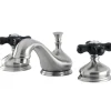 New Heritage Onyx Traditional Widespread Lavatory Faucet with Black Porcelain Cross Handle 8" Widespread
