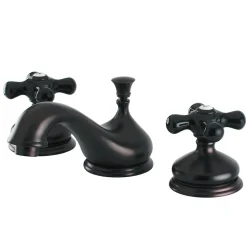 New Heritage Onyx Traditional Widespread Lavatory Faucet with Black Porcelain Cross Handle 8
