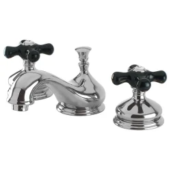New Heritage Onyx Traditional Widespread Lavatory Faucet with Black Porcelain Cross Handle 8