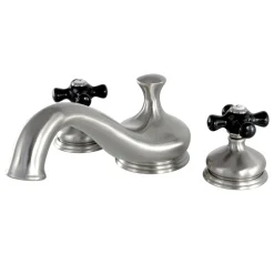 Online Heritage Onyx Roman Tub Filler with Black Porcelain Cross Handle Tub Faucets