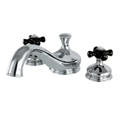 Online Heritage Onyx Roman Tub Filler with Black Porcelain Cross Handle Tub Faucets