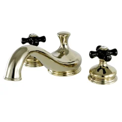 Online Heritage Onyx Roman Tub Filler with Black Porcelain Cross Handle Tub Faucets
