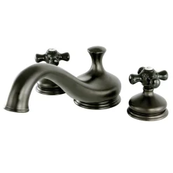 Online Heritage Onyx Roman Tub Filler with Black Porcelain Cross Handle Tub Faucets
