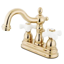 Best Heritage Two Handle 4" Centerset Polished Brass Lavatory Faucet with Brass Pop-up 4" Center Set