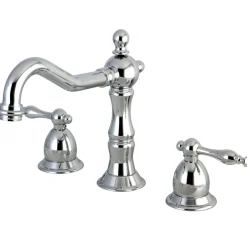 Best Heritage Two Handle Deck Mount 8" to 14" Widespread Lavatory Faucet with Brass Pop-up 8" Widespread