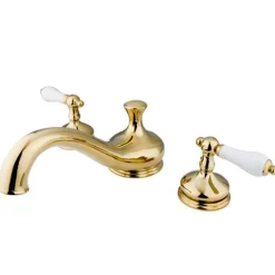 Discount Heritage Two Handle Roman Tub Filler in Polished Brass Tub Faucets