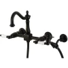Heritage Wall Mount 8-Inch Centerset Kitchen Faucet with Brass Sprayer Wall Mounted Kitchen Faucets|Faucets With Side Spray