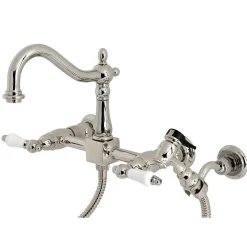 Heritage Wall Mount 8-Inch Centerset Kitchen Faucet with Brass Sprayer Wall Mounted Kitchen Faucets|Faucets With Side Spray