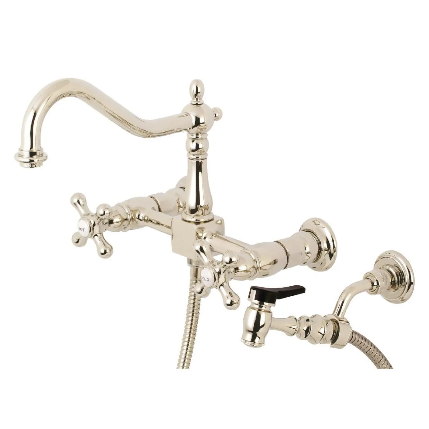 Best Heritage 8" Wall Mount Kitchen Faucet with Brass Sprayer Wall Mounted Kitchen Faucets