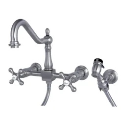 Best Heritage 8" Wall Mount Kitchen Faucet with Brass Sprayer Wall Mounted Kitchen Faucets