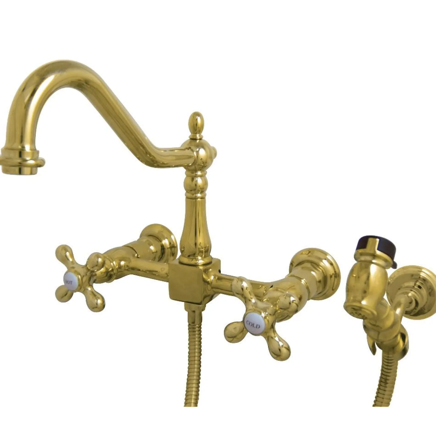 Best Heritage 8" Wall Mount Kitchen Faucet with Brass Sprayer Wall Mounted Kitchen Faucets