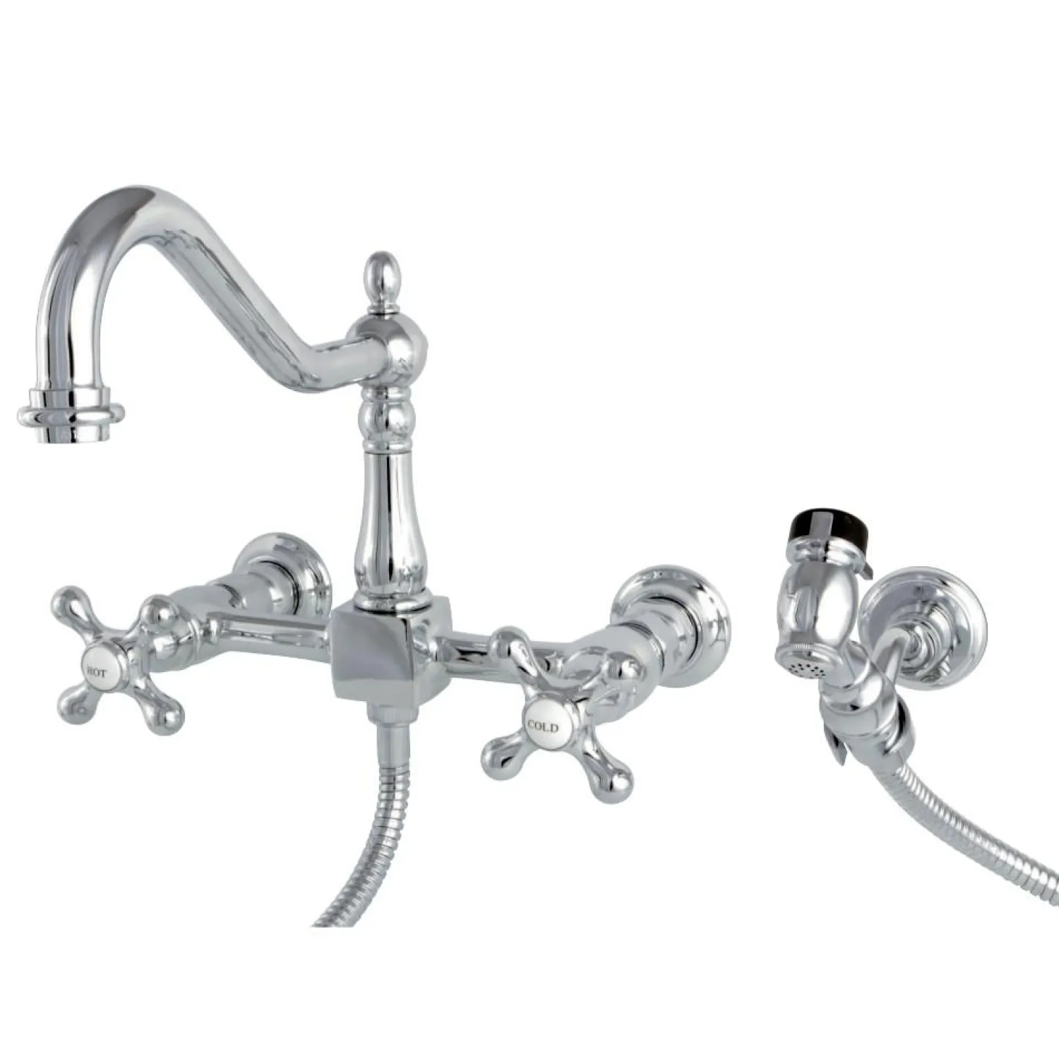 Best Heritage 8" Wall Mount Kitchen Faucet with Brass Sprayer Wall Mounted Kitchen Faucets