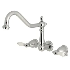Best Heritage Wall Mount 2-Handle Kitchen Faucet Wall Mounted Kitchen Faucets