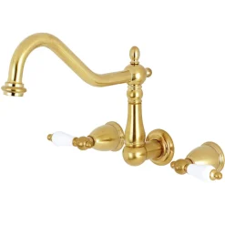 Best Heritage Wall Mount 2-Handle Kitchen Faucet Wall Mounted Kitchen Faucets