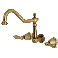 Clearance Heritage Wall Mount 3-Hole Kitchen Faucet Wall Mounted Kitchen Faucets