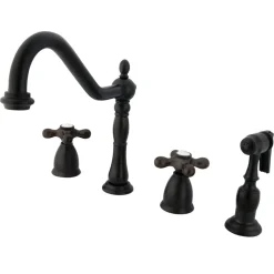 New Heritage Widespread Kitchen Faucet with Brass Sprayer Widespread Kitchen Faucets|Faucets With Side Spray