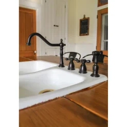 New Heritage Widespread Kitchen Faucet with Brass Sprayer Widespread Kitchen Faucets|Faucets With Side Spray