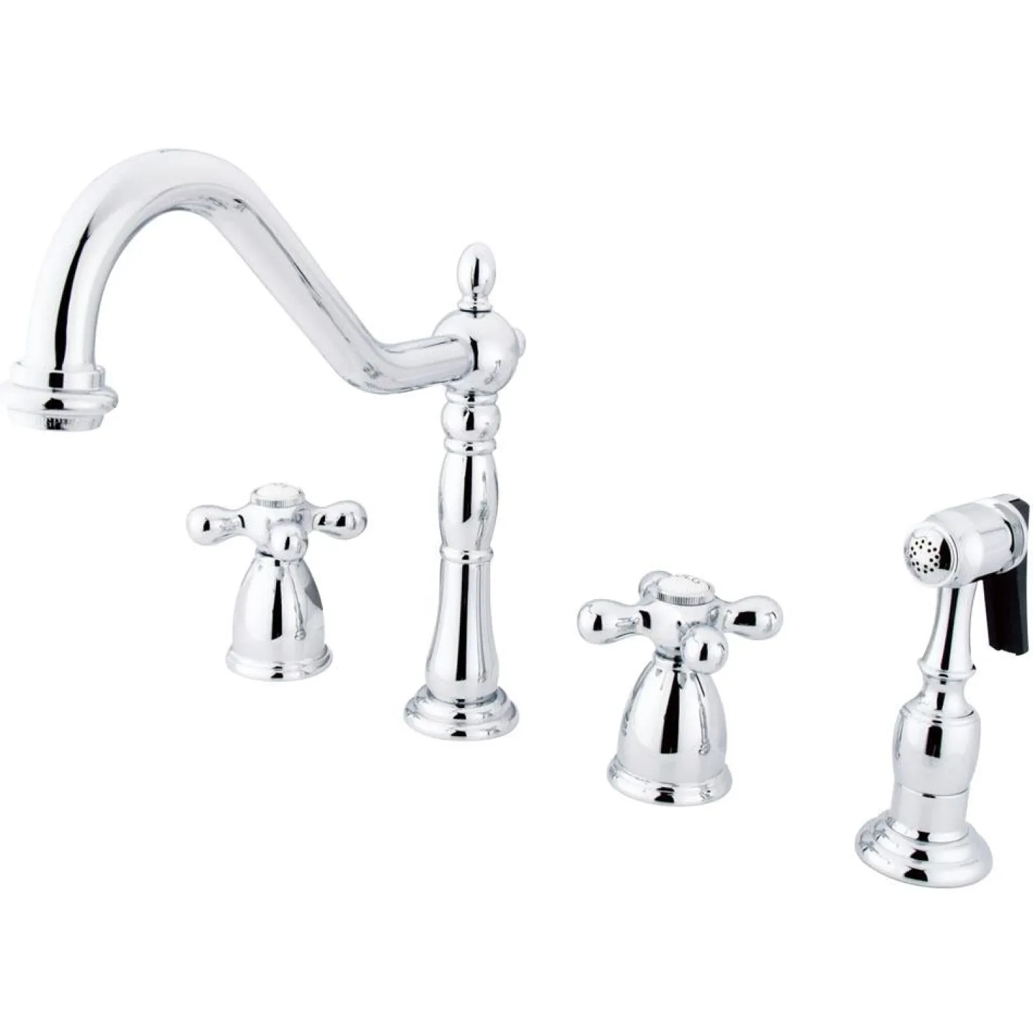 New Heritage Widespread Kitchen Faucet with Brass Sprayer Widespread Kitchen Faucets|Faucets With Side Spray